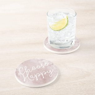 Inspirational Happy Chic Dusty Rose Blush Pink  Coaster
