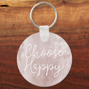 Inspirational Happy Chic Dusty Rose Blush Pink Key Ring