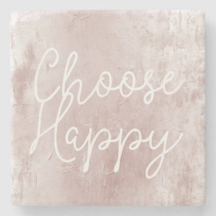 Inspirational Happy Chic Dusty Rose Blush Pink  Stone Coaster