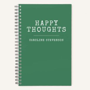 Inspirational Happy Quote in Green Personalised  Notebook