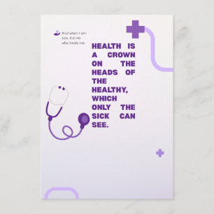 Inspirational Health Is A Crown Medical Quote Wall Enclosure Card