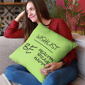Inspirational Health Quote Lime Green  Cushion