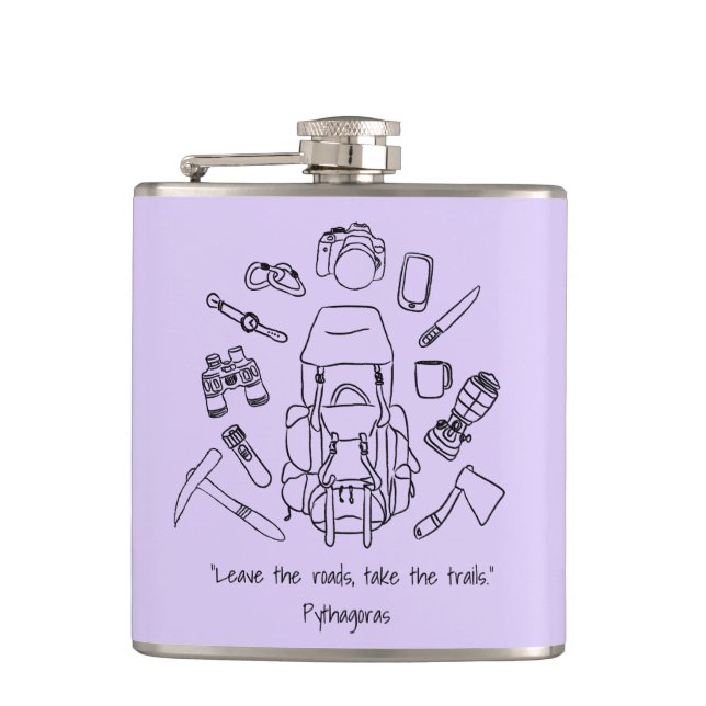 Inspirational Hiking Vinyl Wrapped Flask (Front)