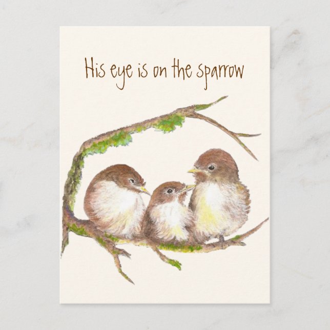Inspirational His Eye is on the Sparrow, Postcard (Front)
