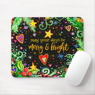 Inspirational Holiday Merry Bright Christmas Mouse Mat