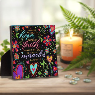 Inspirational Hope Faith Miracles Black Pretty Plaque