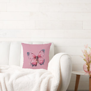 Inspirational Hope Pink Butterfly Cushion