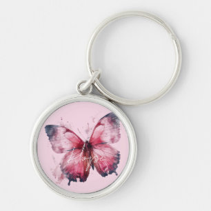 Inspirational Hope Pink Butterfly Key Ring
