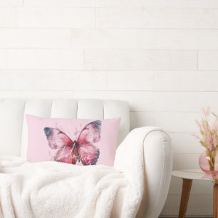 Inspirational Hope Pink Butterfly Lumbar Cushion