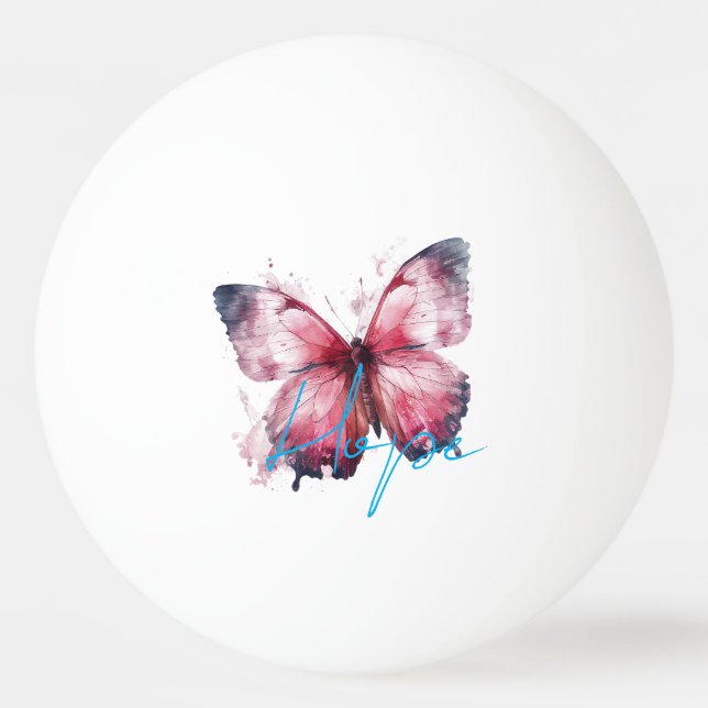 Inspirational Hope Pink Butterfly Ping Pong Ball (Front)
