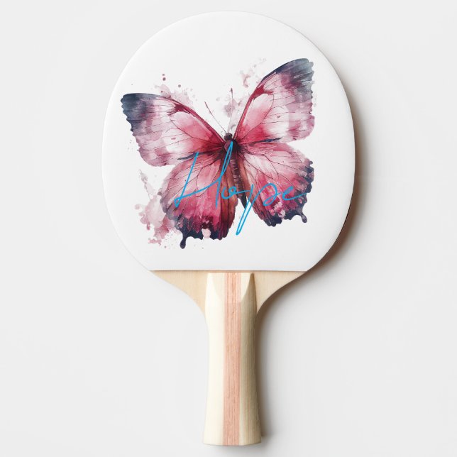 Inspirational Hope Pink Butterfly Ping Pong Paddle (Front)