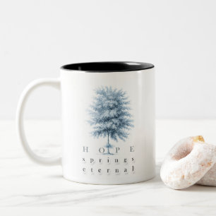 Inspirational Hope Springs Eternal Vintage Tree Two-Tone Coffee Mug