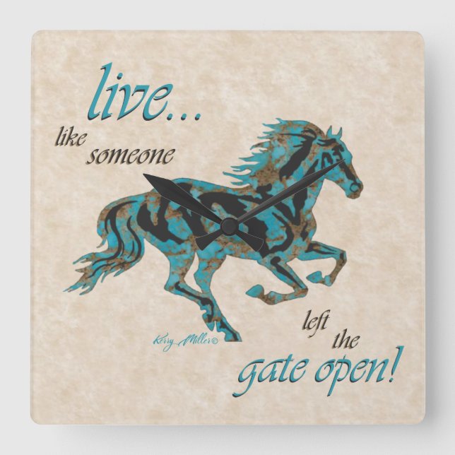 Inspirational Horse Square Wall Clock (Front)