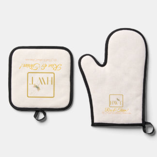Inspirational  HWT Rise & Thrive Gold Collection  Oven Mitt & Pot Holder Set