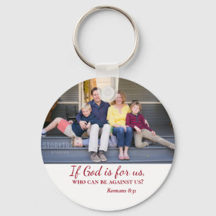 Inspirational If God is For us Family Key Ring