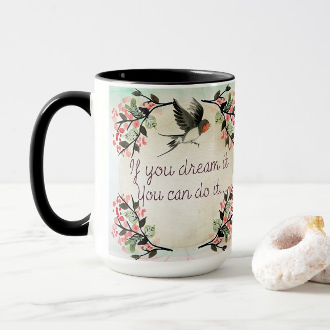 Inspirational If You Dream It Watercolor Mug (With Donut)