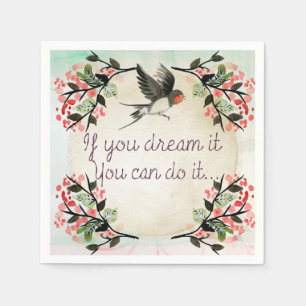 Inspirational If You Dream It Watercolor Napkin