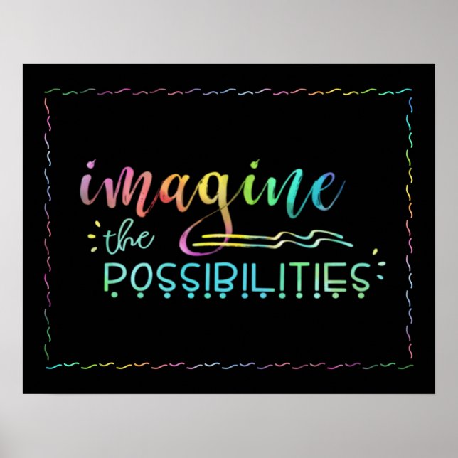 Inspirational IMAGINE THE POSSIBILITIES Typography Poster (Front)