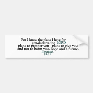 Inspirational Jeremiah 29:11 Bumper Sticker