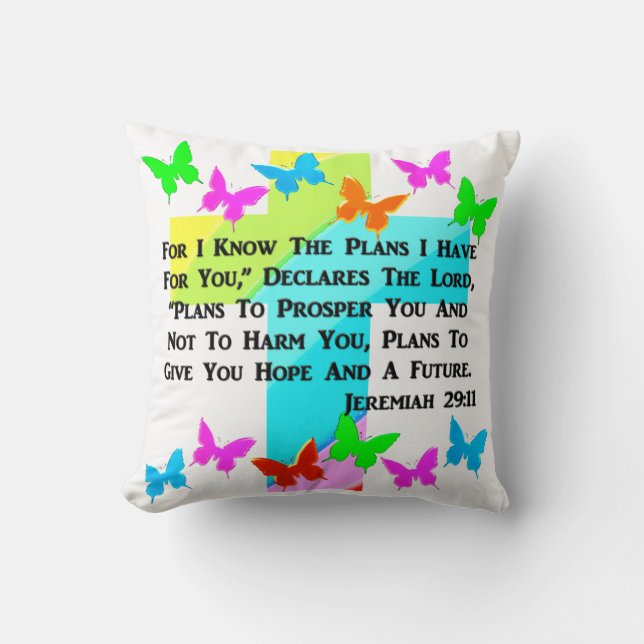 INSPIRATIONAL JEREMIAH 29:11 CHRISTIAN CUSHION (Front)