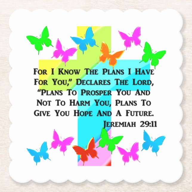 INSPIRATIONAL JEREMIAH 29:11 CHRISTIAN PAPER COASTER (Front)