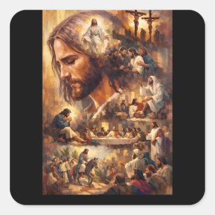 Inspirational Jesus Christ Keychain – Sacred Relig Square Sticker