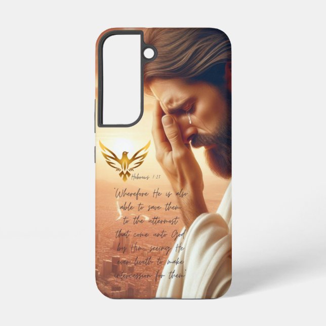 Inspirational Jesus Praying Gold Dove Religious Samsung Galaxy S22 Case (Back)