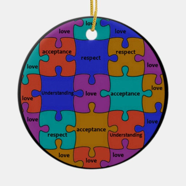 INSPIRATIONAL JIGSAW PUZZLE QUOTE CERAMIC TREE DECORATION (Front)
