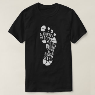 Inspirational "Journey of 1000 Miles" Footprint T-Shirt