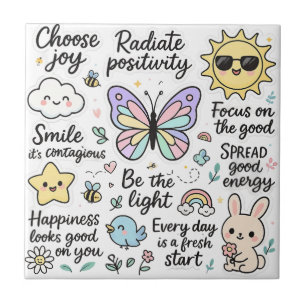 Inspirational Kawaii-Boho Butterfly Sticker Sheet  Tile