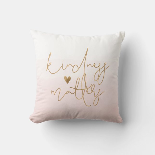 Inspirational Kindness Matters Gold Heart Cushion (Front)