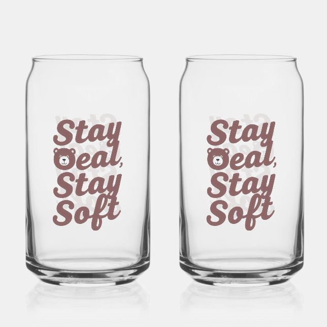 Inspirational Kindness Quote with Cosy Bear Can Glass (Front)