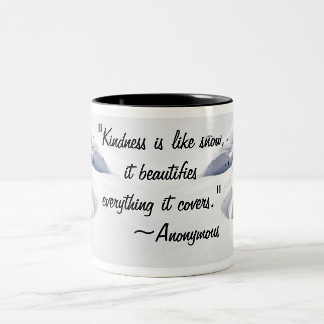 Inspirational Kindness Snow Drifts Photograph Two-Tone Coffee Mug (Center)