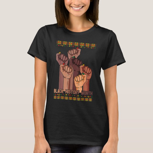 Inspirational Leaders Power Fist Hand Black Histor T-Shirt (Front)
