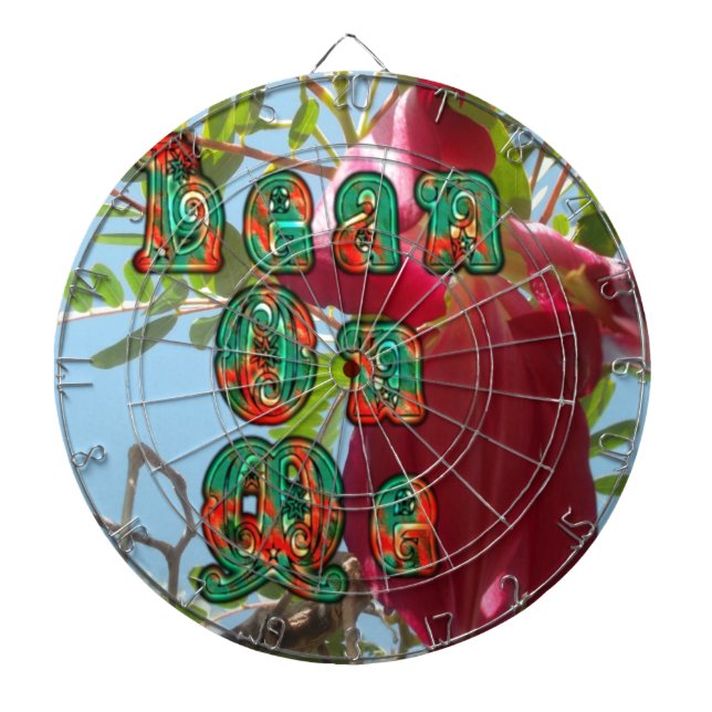 Inspirational Lean On Me Floral Skyward Art Print  Dartboard (Front)