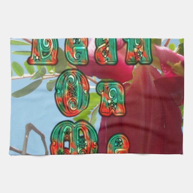 Inspirational Lean On Me Floral Skyward Art Print  Tea Towel (Horizontal)