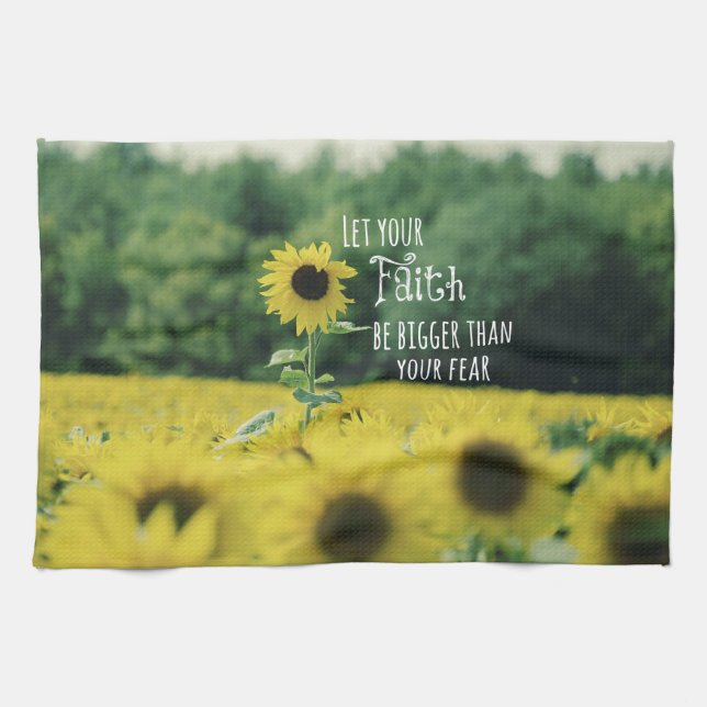 Inspirational: Let Your Faith Be Bigger Than Fear Tea Towel (Horizontal)