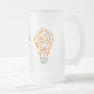 Inspirational Light Bulb custom mugs, choose style Frosted Glass Beer Mug