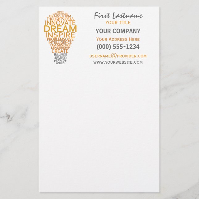 Inspirational Light Bulb custom stationary Stationery (Front)