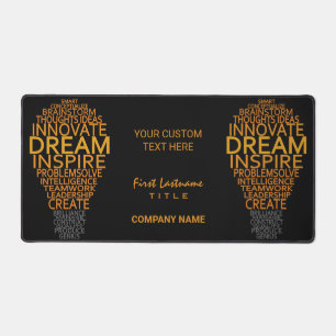 Inspirational Light Bulb custom text Desk Mat