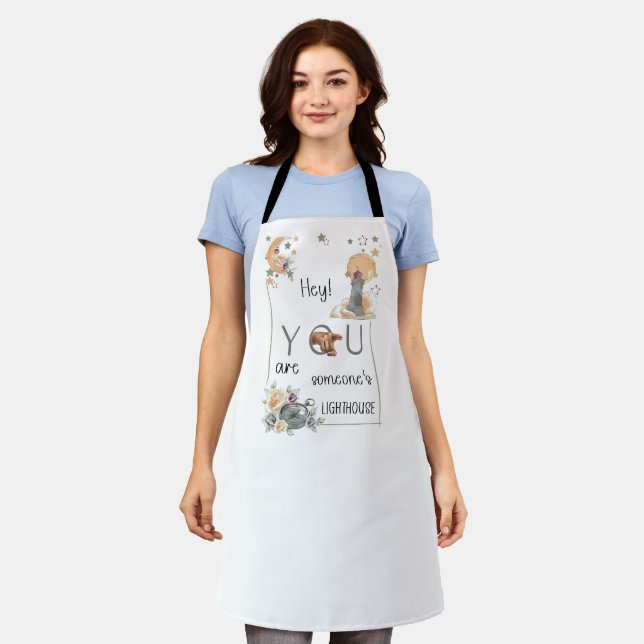 Inspirational Lighthouse Gift Positive Reminder Apron (Worn)