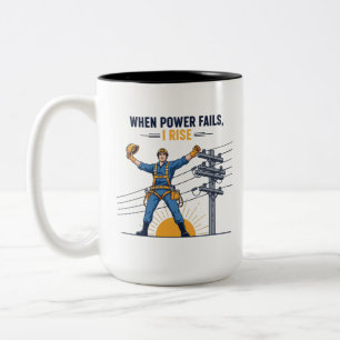 Inspirational Lineman Sunrise Graphic Two-Tone Coffee Mug