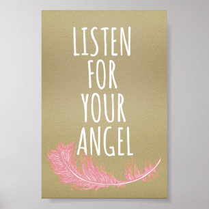 Inspirational listen for your angel Quote Poster