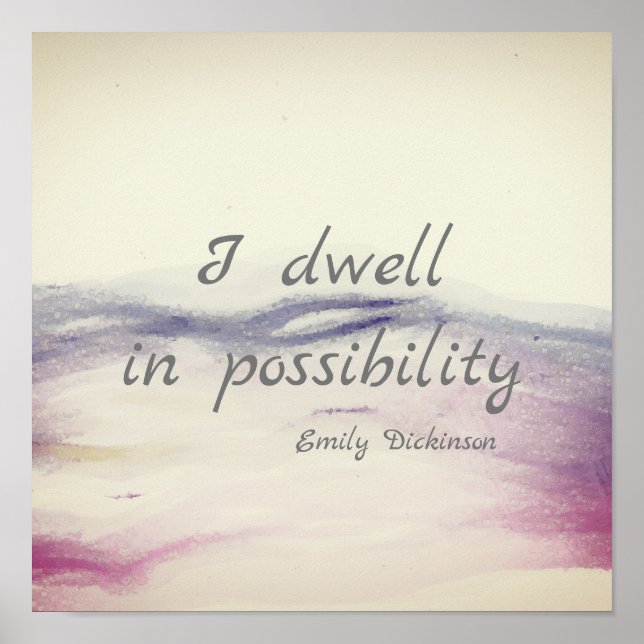 inspirational literary Dickinson quote watercolor Poster (Front)