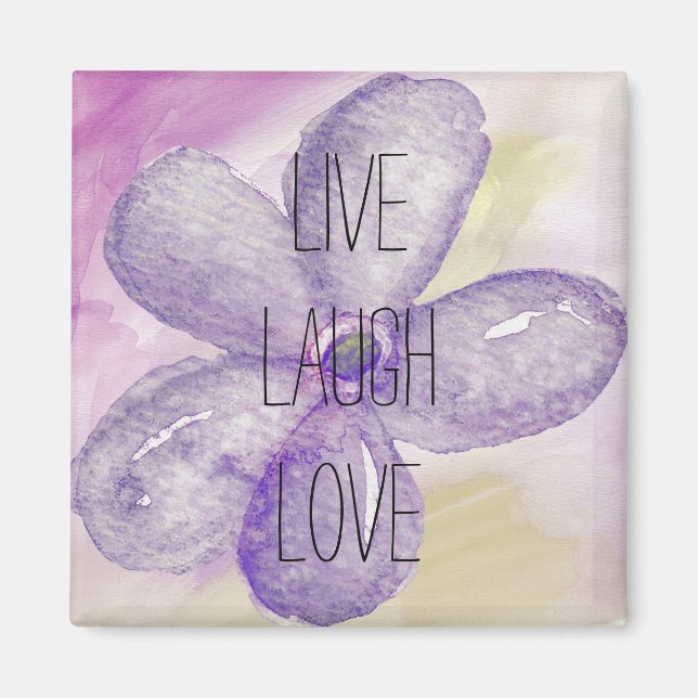 Inspirational Live, Laugh, Love Watercolor Flower Magnet (Front)