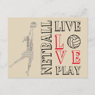 Inspirational Live Love Play Netball Quote Postcard