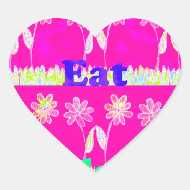 Inspirational Love Eat Play Flower Design Heart Sticker (Front)
