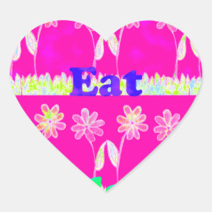 Inspirational Love Eat Play Flower Design Heart Sticker