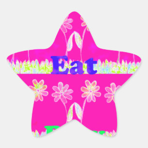 Inspirational Love Eat Play Flower Design Star Sticker
