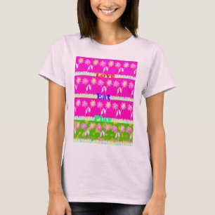 Inspirational Love Eat Play Flower Design T-Shirt